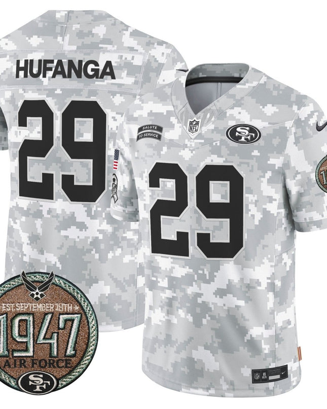 Men's 49ers 2024 Salute to Service Establishment Year Patch Vapor Limited Jersey - All Stitched SF49_KDZ - KINDOZY