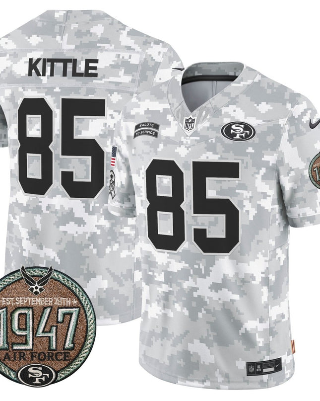 Men's 49ers 2024 Salute to Service Establishment Year Patch Vapor Limited Jersey - All Stitched SF49_KDZ - KINDOZY