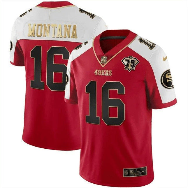 Men's 49ers 75th Anniversary Patch Vapor Gold Jersey Collection - All Stitched 1 SF49_KDZ - KINDOZY