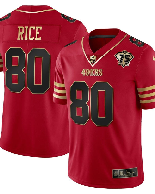 Men's 49ers 75th Anniversary Patch Vapor Gold Jersey Collection - All Stitched 1 SF49_KDZ - KINDOZY