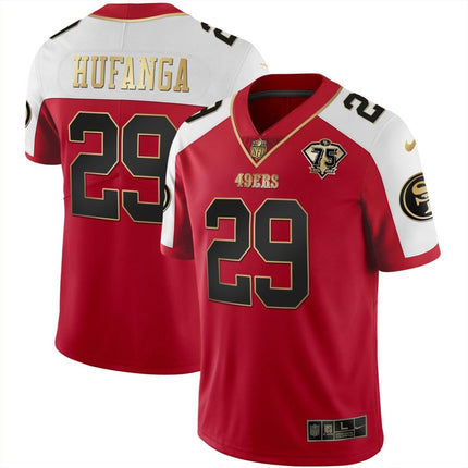 Men's 49ers 75th Anniversary Patch Vapor Gold Jersey Collection - All Stitched 1 SF49_KDZ - KINDOZY