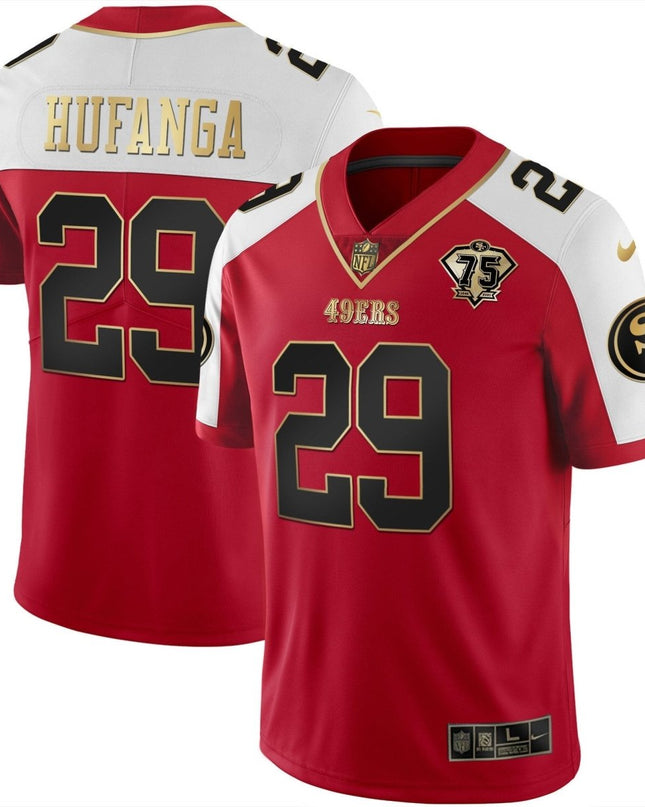 Men's 49ers 75th Anniversary Patch Vapor Gold Jersey Collection - All Stitched 1 SF49_KDZ - KINDOZY