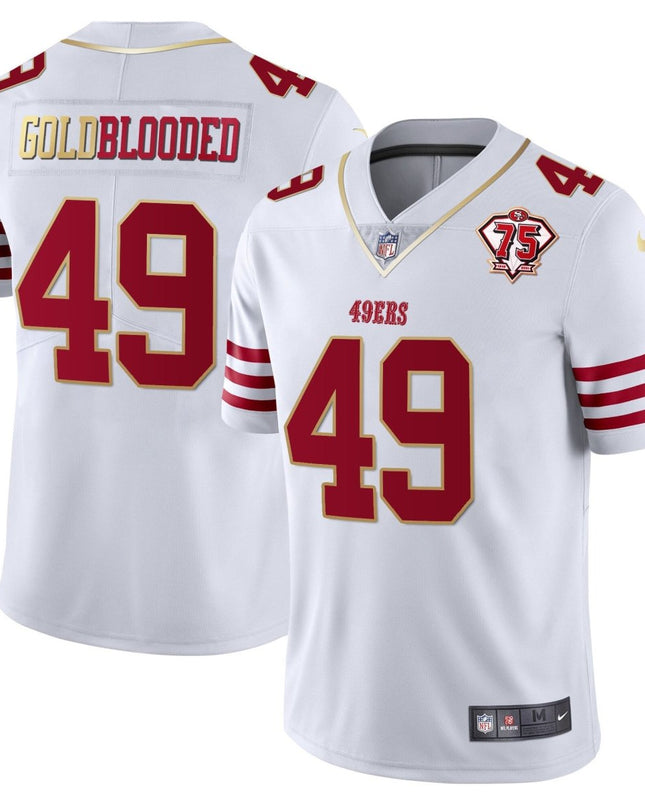 Men's 49ers 75th Anniversary Patch Vapor Gold Jersey Collection - All Stitched 1 SF49_KDZ - KINDOZY