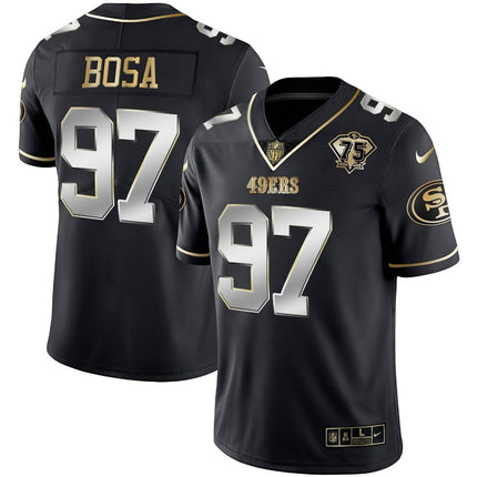 Men's 49ers 75th Anniversary Patch Vapor Gold Jersey Collection - All Stitched 1 SF49_KDZ - KINDOZY