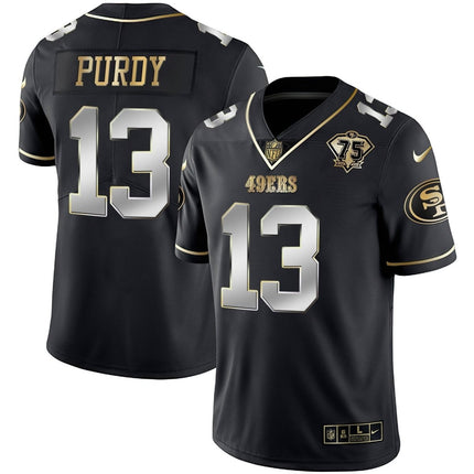 Men's 49ers 75th Anniversary Patch Vapor Gold Jersey Collection - All Stitched 1 SF49_KDZ - KINDOZY