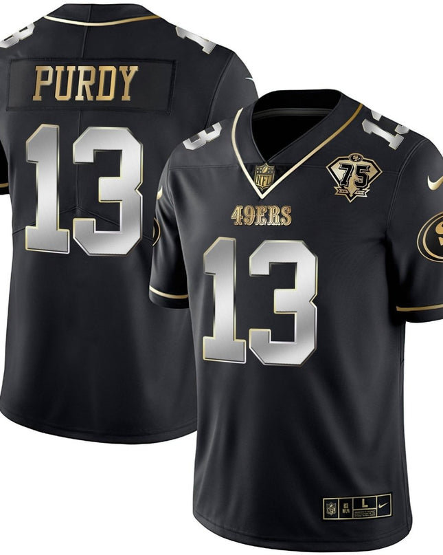 Men's 49ers 75th Anniversary Patch Vapor Gold Jersey Collection - All Stitched 1 SF49_KDZ - KINDOZY
