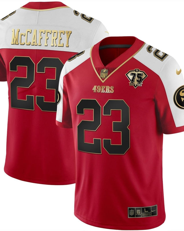 Men's 49ers 75th Anniversary Patch Vapor Gold Jersey Collection - All Stitched 1 SF49_KDZ - KINDOZY