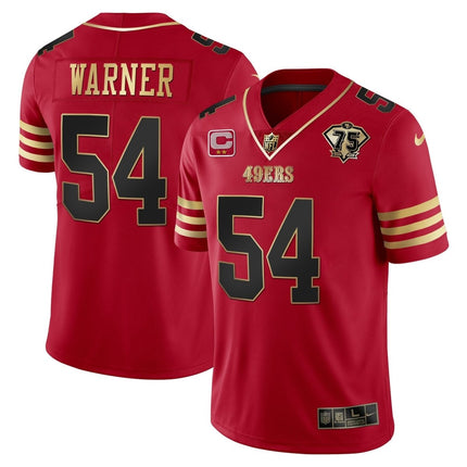 Men's 49ers 75th Anniversary Patch Vapor Gold Jersey Collection - All Stitched 1 SF49_KDZ - KINDOZY