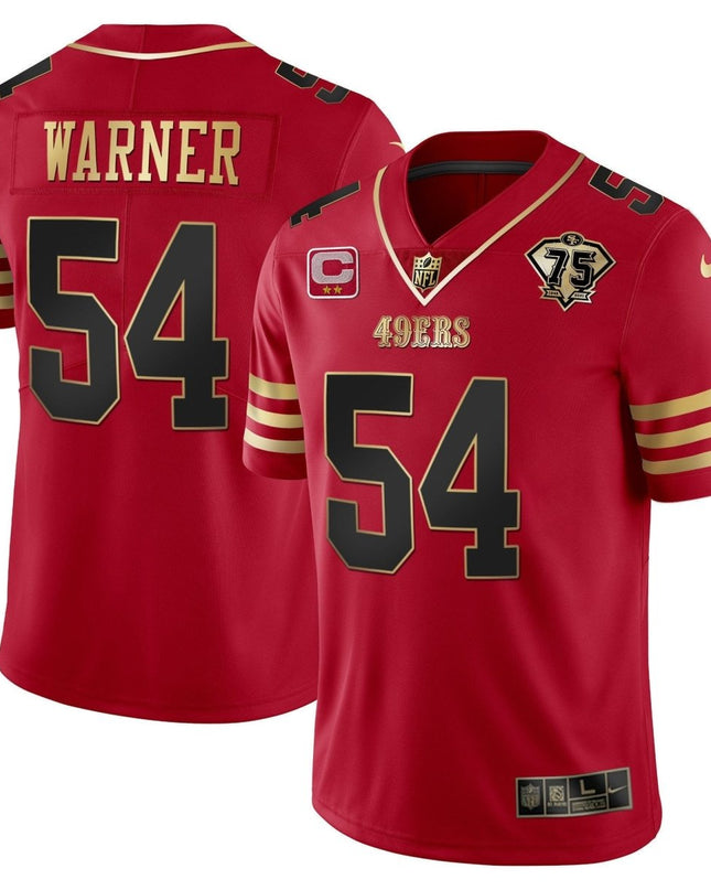 Men's 49ers 75th Anniversary Patch Vapor Gold Jersey Collection - All Stitched 1 SF49_KDZ - KINDOZY