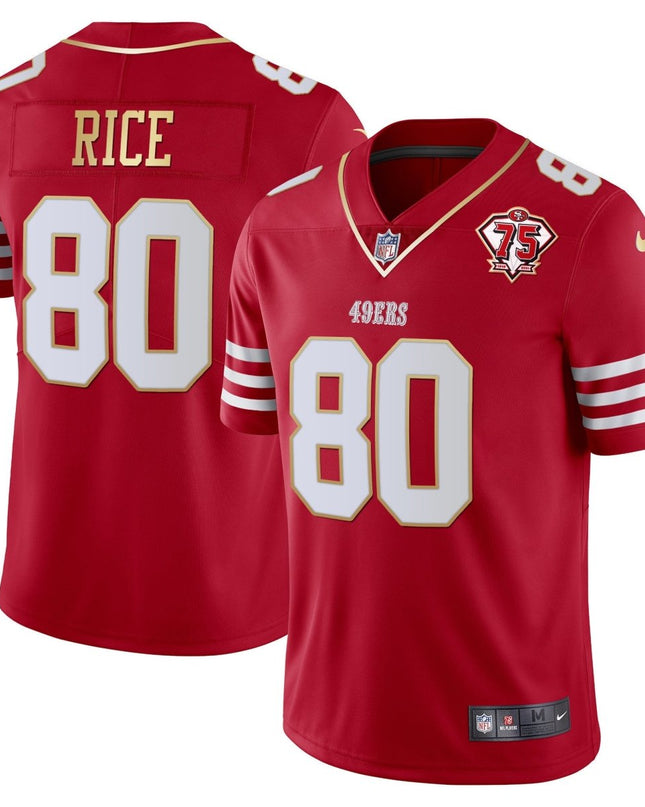 Men's 49ers 75th Anniversary Patch Vapor Gold Jersey Collection - All Stitched 1 SF49_KDZ - KINDOZY