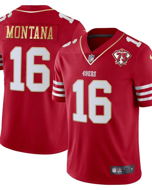 Men's 49ers 75th Anniversary Patch Vapor Gold Jersey Collection - All Stitched 1 SF49_KDZ - KINDOZY