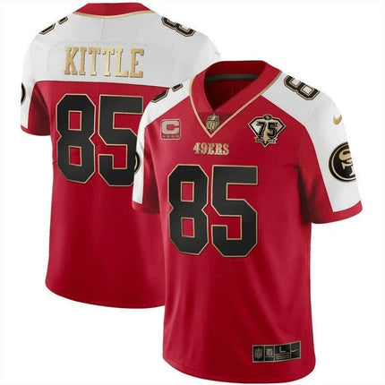Men's 49ers 75th Anniversary Patch Vapor Gold Jersey Collection - All Stitched 1 SF49_KDZ - KINDOZY