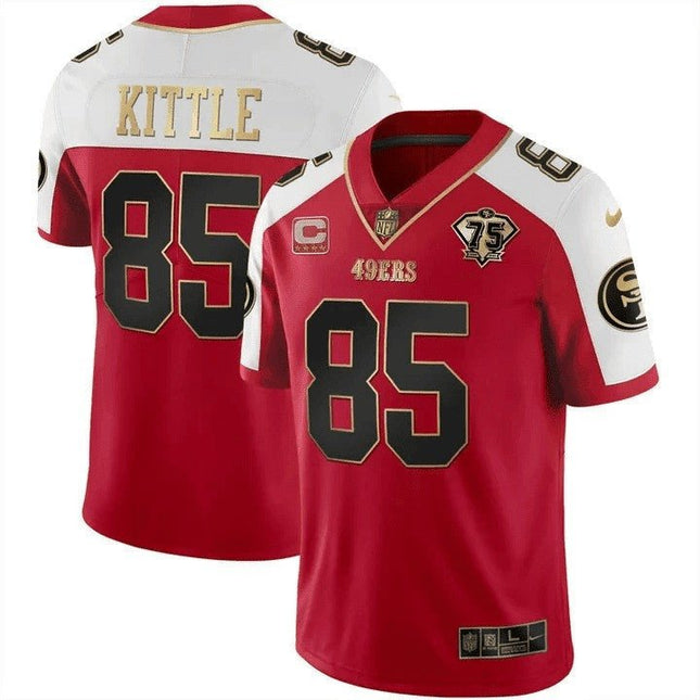 Men's 49ers 75th Anniversary Patch Vapor Gold Jersey Collection - All Stitched 1 SF49_KDZ - KINDOZY