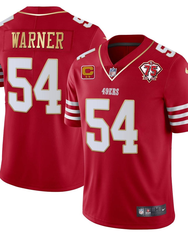 Men's 49ers 75th Anniversary Patch Vapor Gold Jersey Collection - All Stitched 1 SF49_KDZ - KINDOZY