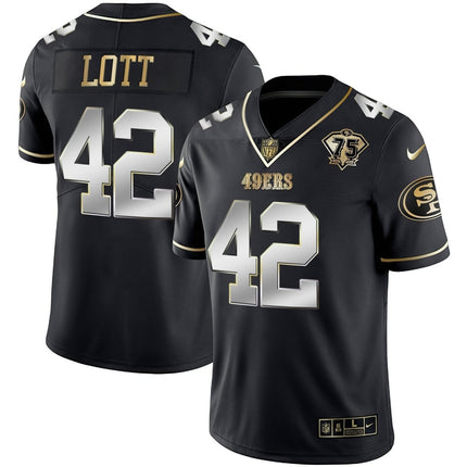 Men's 49ers 75th Anniversary Patch Vapor Gold Jersey Collection - All Stitched 1 SF49_KDZ - KINDOZY