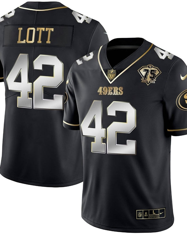 Men's 49ers 75th Anniversary Patch Vapor Gold Jersey Collection - All Stitched 1 SF49_KDZ - KINDOZY