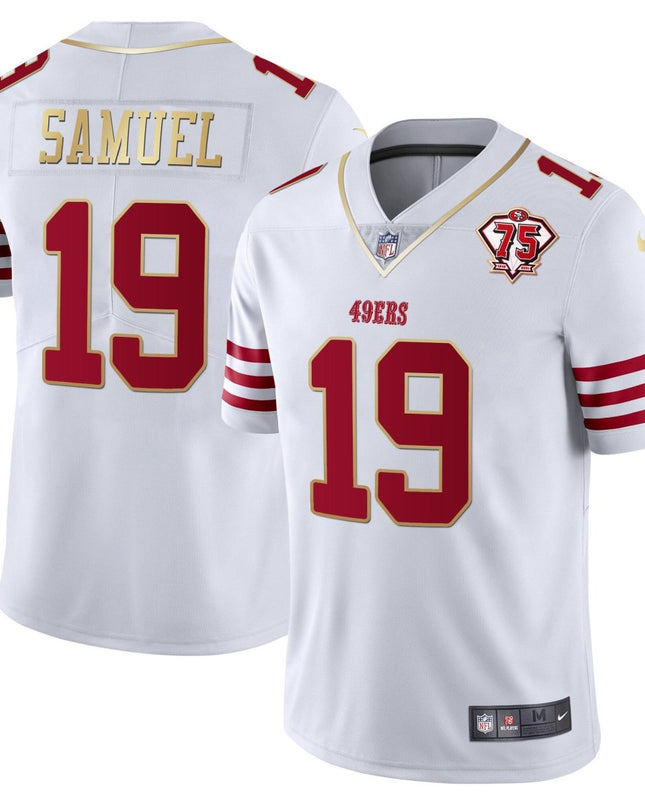 Men's 49ers 75th Anniversary Patch Vapor Gold Jersey Collection - All Stitched 1 SF49_KDZ - KINDOZY