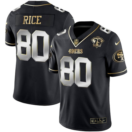 Men's 49ers 75th Anniversary Patch Vapor Gold Jersey Collection - All Stitched 1 SF49_KDZ - KINDOZY