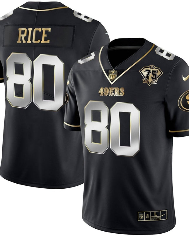 Men's 49ers 75th Anniversary Patch Vapor Gold Jersey Collection - All Stitched 1 SF49_KDZ - KINDOZY