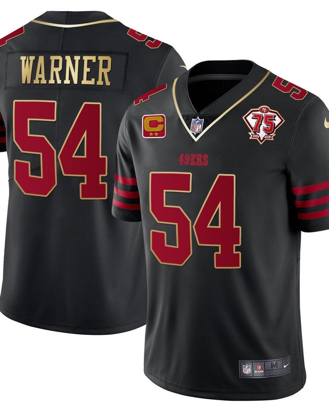 Men's 49ers 75th Anniversary Patch Vapor Gold Jersey Collection - All Stitched 1 SF49_KDZ - KINDOZY