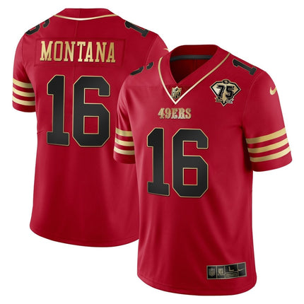 Men's 49ers 75th Anniversary Patch Vapor Gold Jersey Collection - All Stitched 1 SF49_KDZ - KINDOZY