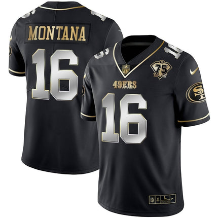 Men's 49ers 75th Anniversary Patch Vapor Gold Jersey Collection - All Stitched 1 SF49_KDZ - KINDOZY