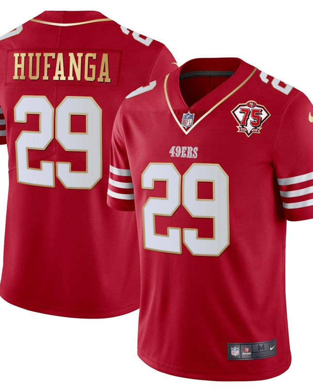 Men's 49ers 75th Anniversary Patch Vapor Gold Jersey Collection - All Stitched 1 SF49_KDZ - KINDOZY