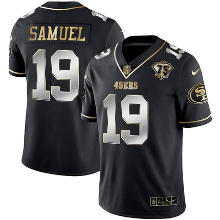 Men's 49ers 75th Anniversary Patch Vapor Gold Jersey Collection - All Stitched 1 SF49_KDZ - KINDOZY