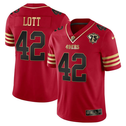 Men's 49ers 75th Anniversary Patch Vapor Gold Jersey Collection - All Stitched 1 SF49_KDZ - KINDOZY