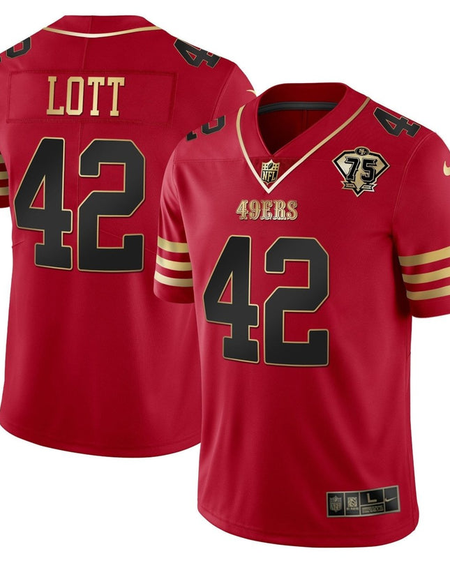 Men's 49ers 75th Anniversary Patch Vapor Gold Jersey Collection - All Stitched 1 SF49_KDZ - KINDOZY