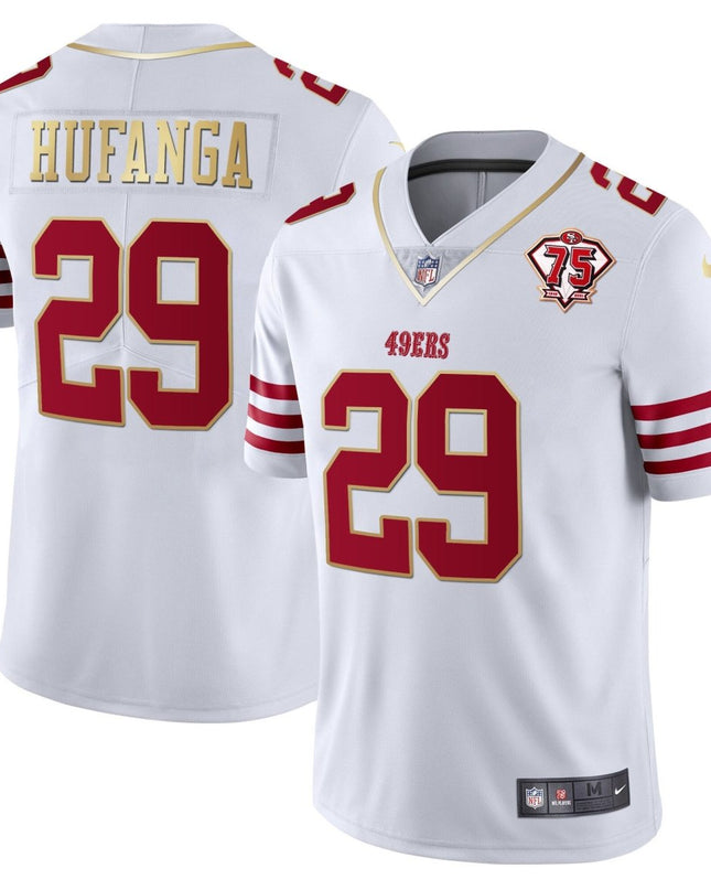 Men's 49ers 75th Anniversary Patch Vapor Gold Jersey Collection - All Stitched 1 SF49_KDZ - KINDOZY