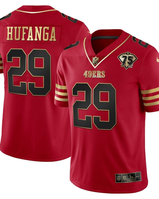 Men's 49ers 75th Anniversary Patch Vapor Gold Jersey Collection - All Stitched 1 SF49_KDZ - KINDOZY