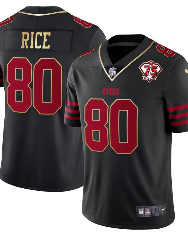 Men's 49ers 75th Anniversary Patch Vapor Gold Jersey Collection - All Stitched 1 SF49_KDZ - KINDOZY