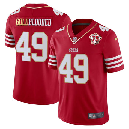 Men's 49ers 75th Anniversary Patch Vapor Gold Jersey Collection - All Stitched 1 SF49_KDZ - KINDOZY