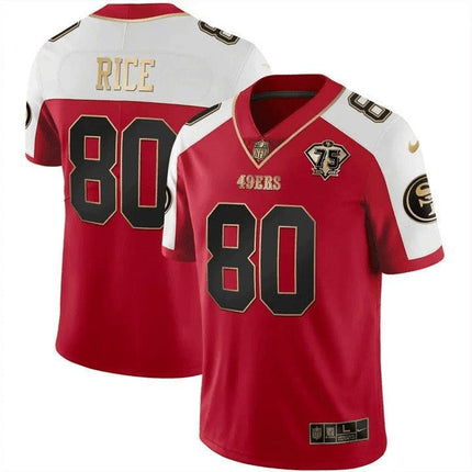 Men's 49ers 75th Anniversary Patch Vapor Gold Jersey Collection - All Stitched 1 SF49_KDZ - KINDOZY