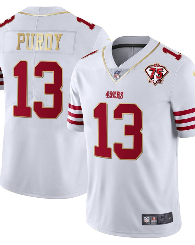Men's 49ers 75th Anniversary Patch Vapor Gold Jersey Collection - All Stitched 1 SF49_KDZ - KINDOZY