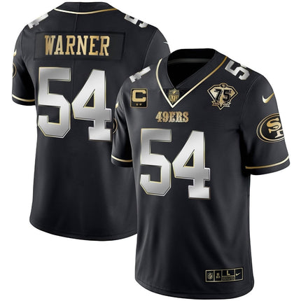 Men's 49ers 75th Anniversary Patch Vapor Gold Jersey Collection - All Stitched 1 SF49_KDZ - KINDOZY