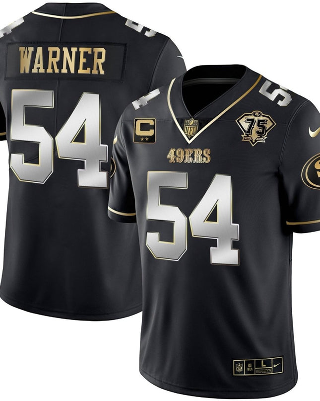 Men's 49ers 75th Anniversary Patch Vapor Gold Jersey Collection - All Stitched 1 SF49_KDZ - KINDOZY
