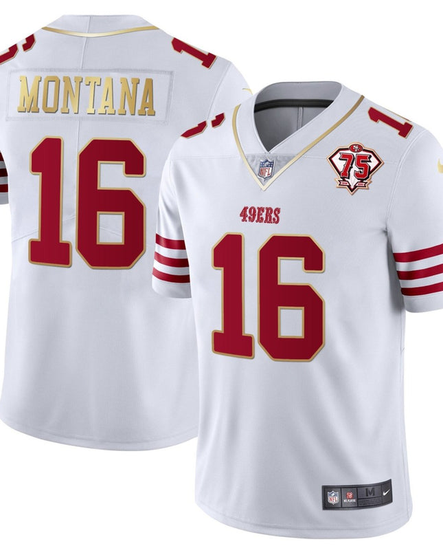 Men's 49ers 75th Anniversary Patch Vapor Gold Jersey Collection - All Stitched 1 SF49_KDZ - KINDOZY