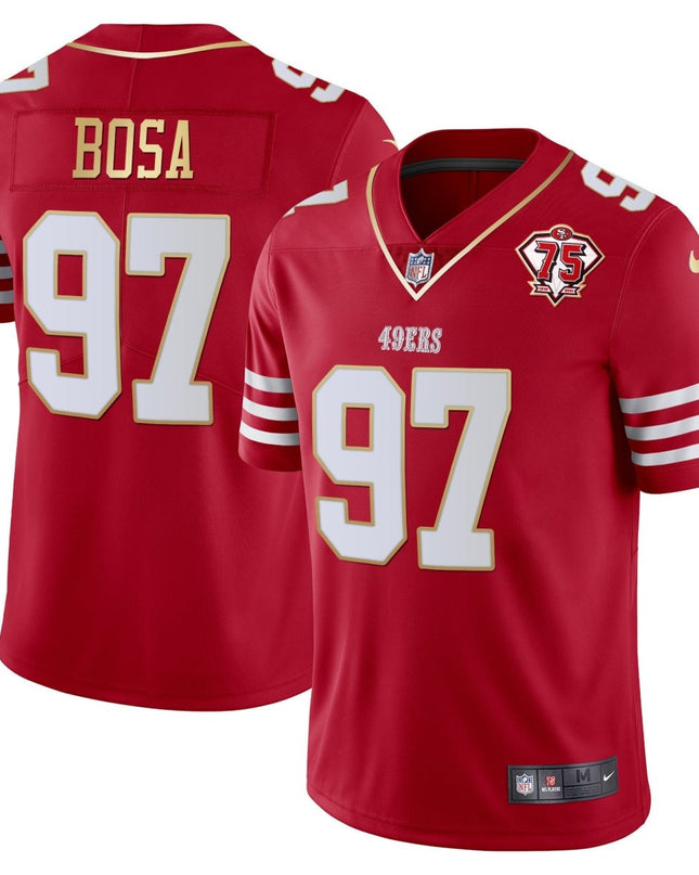 Men's 49ers 75th Anniversary Patch Vapor Gold Jersey Collection - All Stitched 1 SF49_KDZ - KINDOZY