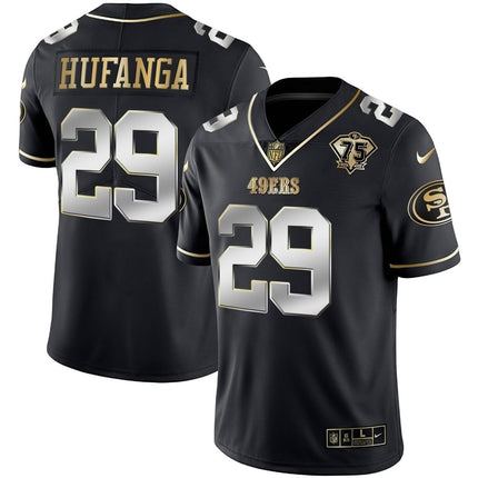 Men's 49ers 75th Anniversary Patch Vapor Gold Jersey Collection - All Stitched 1 SF49_KDZ - KINDOZY