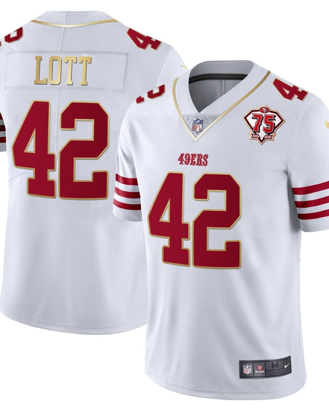 Men's 49ers 75th Anniversary Patch Vapor Gold Jersey Collection - All Stitched 1 SF49_KDZ - KINDOZY