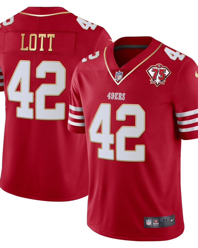 Men's 49ers 75th Anniversary Patch Vapor Gold Jersey Collection - All Stitched 1 SF49_KDZ - KINDOZY