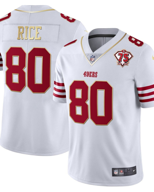 Men's 49ers 75th Anniversary Patch Vapor Gold Jersey Collection - All Stitched 1 SF49_KDZ - KINDOZY