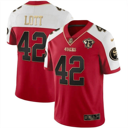 Men's 49ers 75th Anniversary Patch Vapor Gold Jersey Collection - All Stitched 1 SF49_KDZ - KINDOZY
