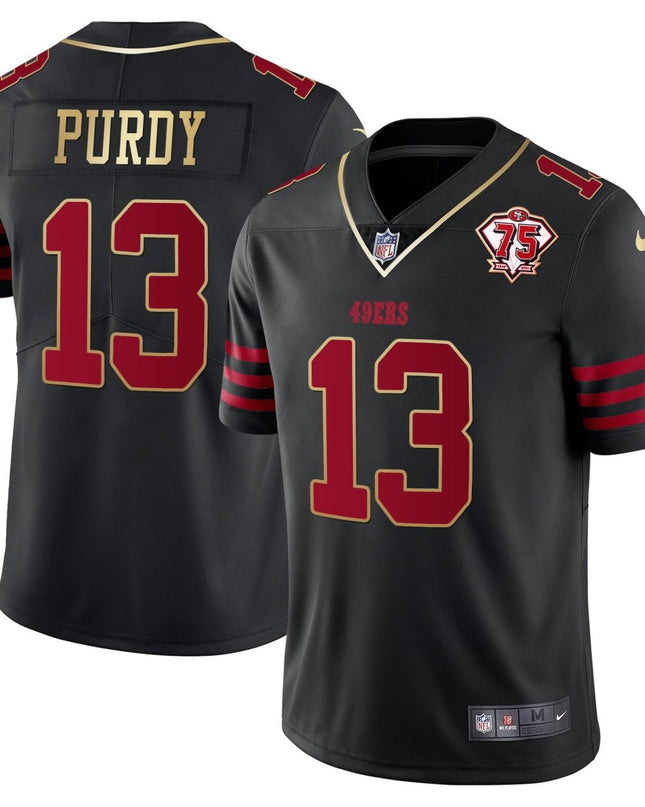 Men's 49ers 75th Anniversary Patch Vapor Gold Jersey Collection - All Stitched 1 SF49_KDZ - KINDOZY