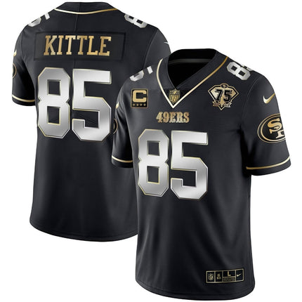 Men's 49ers 75th Anniversary Patch Vapor Gold Jersey Collection - All Stitched 1 SF49_KDZ - KINDOZY