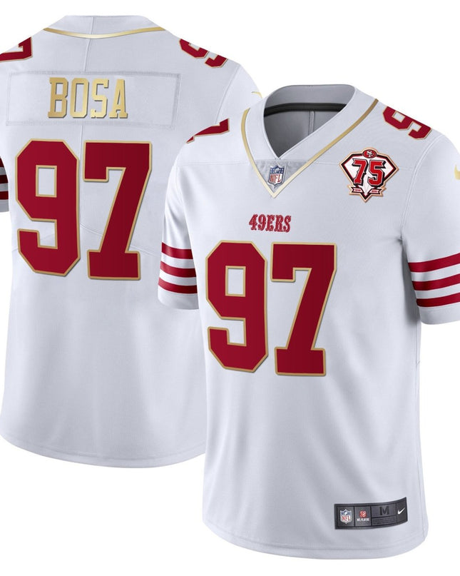 Men's 49ers 75th Anniversary Patch Vapor Gold Jersey Collection - All Stitched 1 SF49_KDZ - KINDOZY
