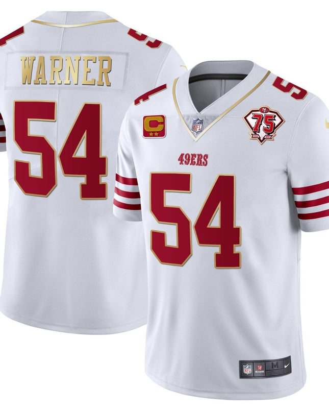 Men's 49ers 75th Anniversary Patch Vapor Gold Jersey Collection - All Stitched 1 SF49_KDZ - KINDOZY