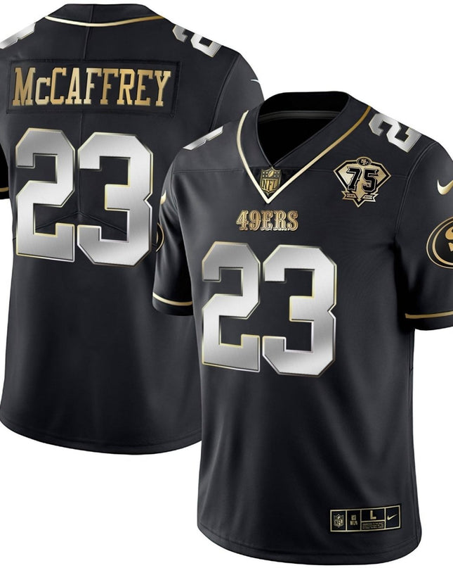 Men's 49ers 75th Anniversary Patch Vapor Gold Jersey Collection - All Stitched 1 SF49_KDZ - KINDOZY